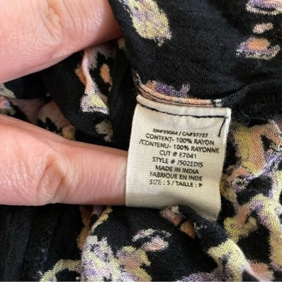 Billabong Floral Peasant Top Black Combo S Juniors - Picture 3 of 4